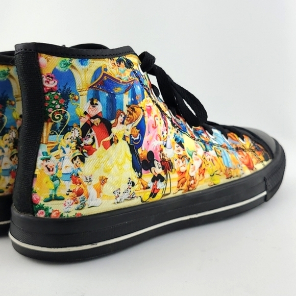 Women's High Top Lace Up Sneakers  Disney Character Black Multi Print Size 7.5 - Picture 5 of 15